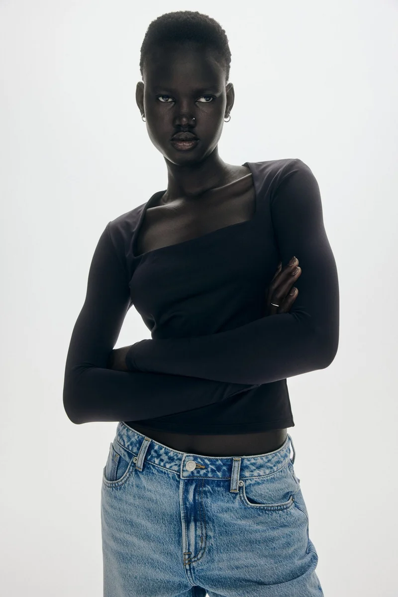 H&M Long-sleeved microfibre top