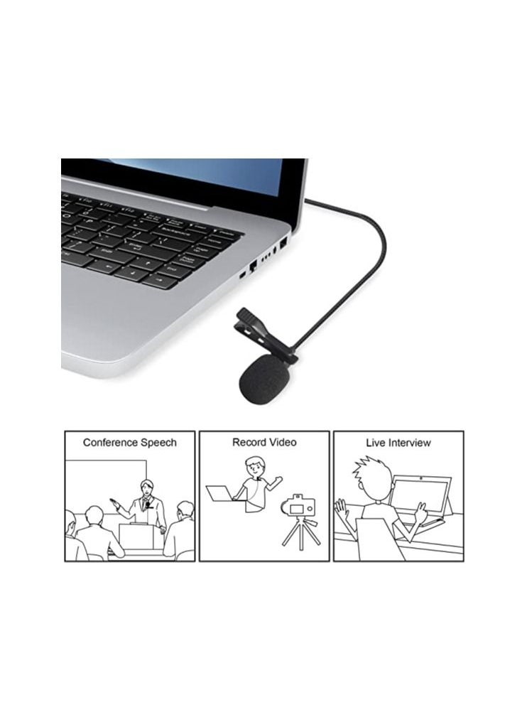 Generic - USB Lavalier Lapel Microphone Professional Omnidirectional Microphone with Clip Shirt Microphone 6.5FT Length for Vlogging Recording Live Broadcasting Compatible for Laptop PC - Image 1