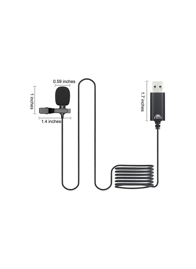 Generic - USB Lavalier Lapel Microphone Professional Omnidirectional Microphone with Clip Shirt Microphone 6.5FT Length for Vlogging Recording Live Broadcasting Compatible for Laptop PC - Image 1