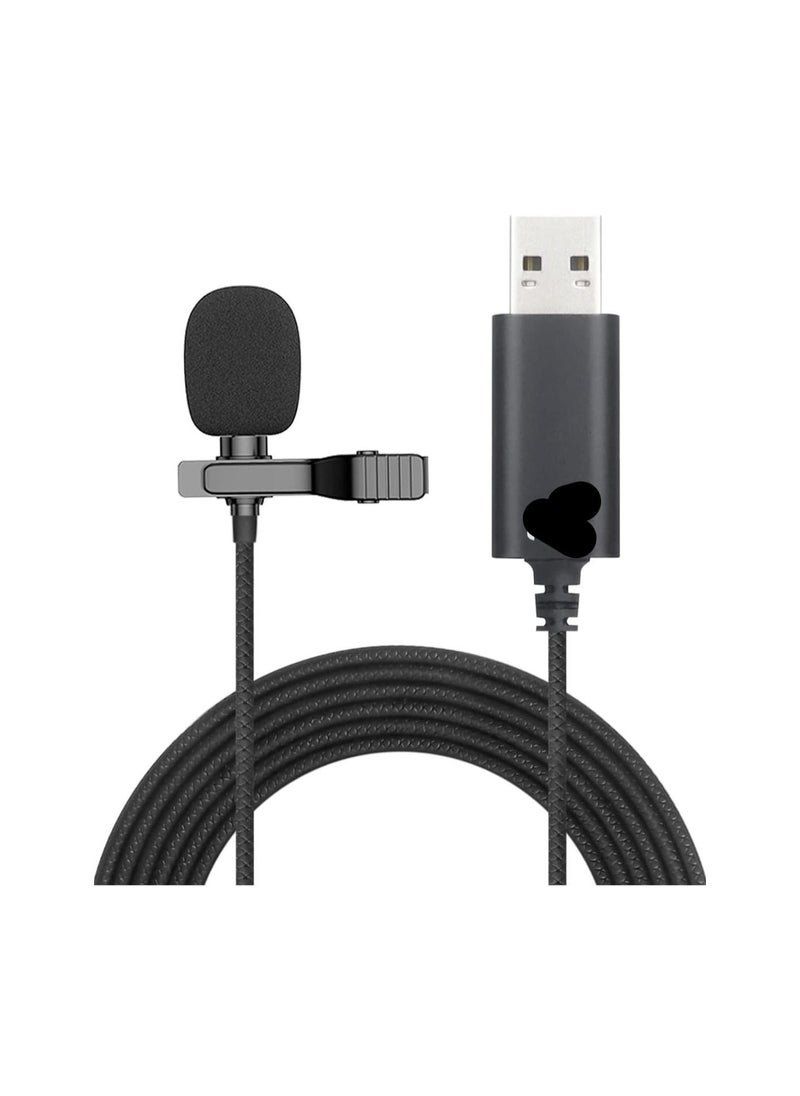Generic - USB Lavalier Lapel Microphone Professional Omnidirectional Microphone with Clip Shirt Microphone 6.5FT Length for Vlogging Recording Live Broadcasting Compatible for Laptop PC - Image 1