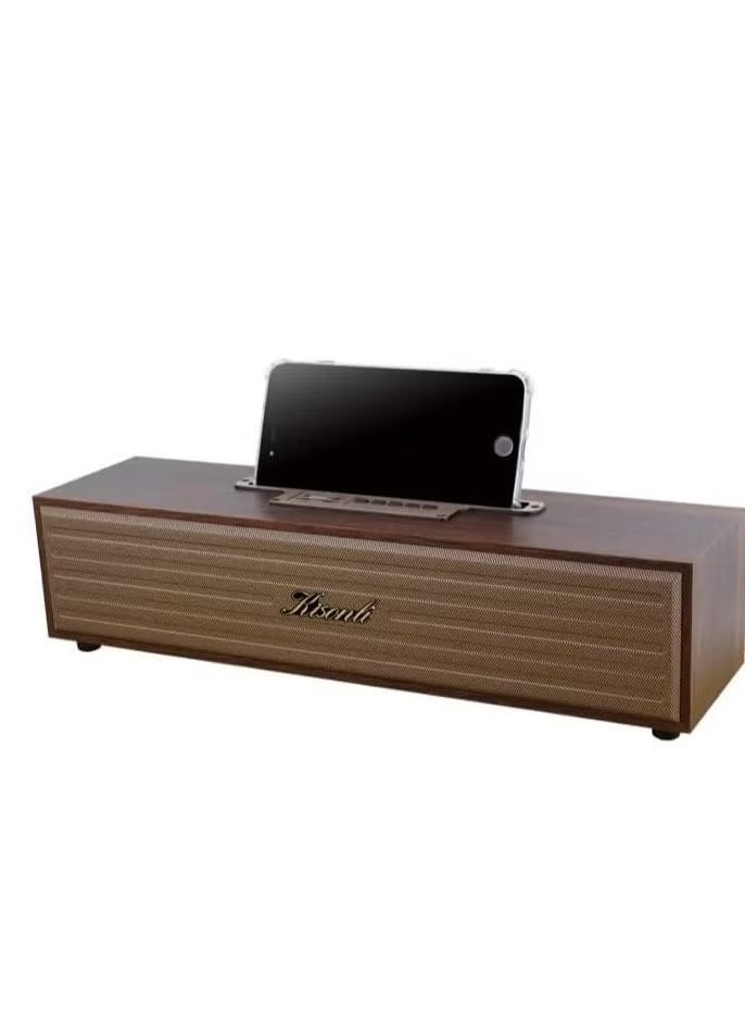 Kisonli Kisonli G11A Wooden Sound Bar Bluetooth Speaker Pure and Clear Stereo Sound with Deep Bass, Memory Card Input, USB Flash Input, AUX Input, Support FM Radio  - Image 1