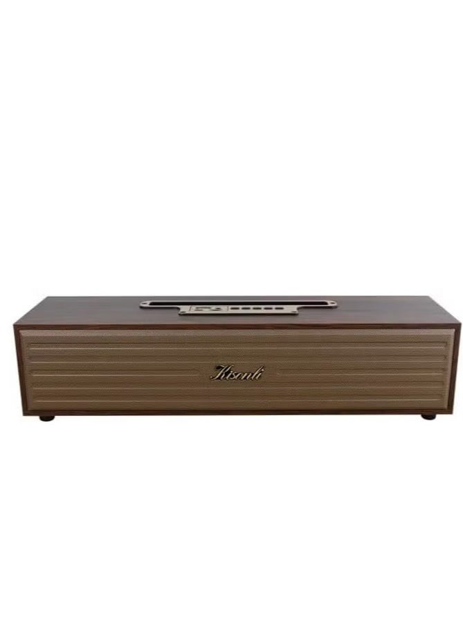 Kisonli Kisonli G11A Wooden Sound Bar Bluetooth Speaker Pure and Clear Stereo Sound with Deep Bass, Memory Card Input, USB Flash Input, AUX Input, Support FM Radio  - Image 2