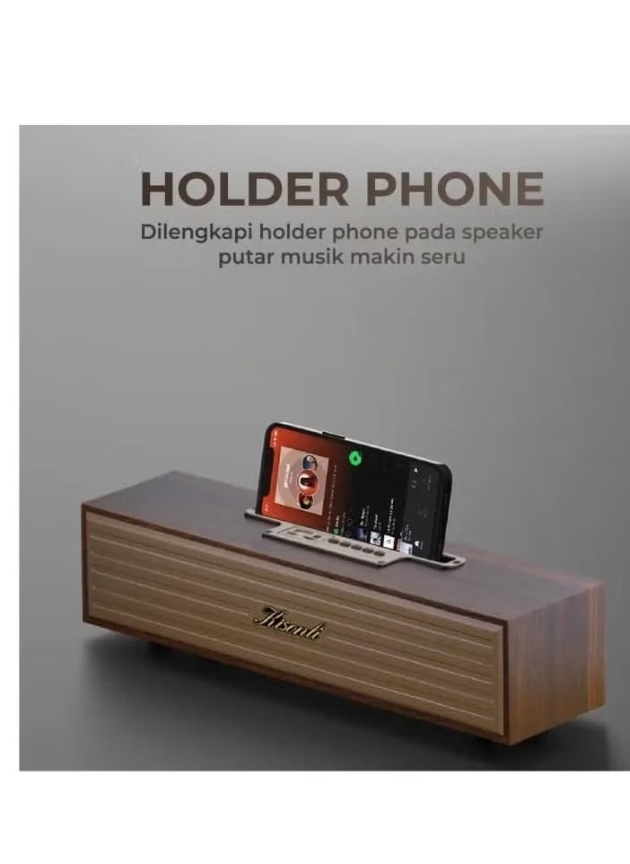 Kisonli Kisonli G11A Wooden Sound Bar Bluetooth Speaker Pure and Clear Stereo Sound with Deep Bass, Memory Card Input, USB Flash Input, AUX Input, Support FM Radio  - Image 4