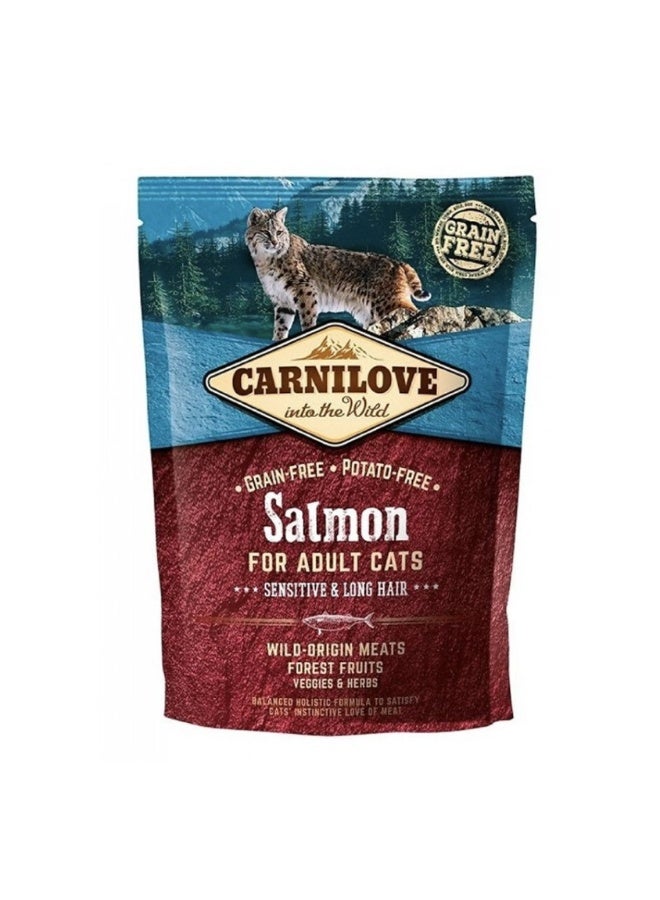CARNILOVE Salmon for Adult Cats – Sensitive & Long Hair 400 Gram (5 Piece in Box)