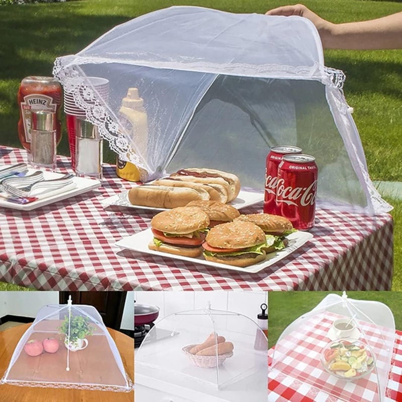 AASTIK SALES Food Cover for Outside Reusable Food Tent Fruit Cover Pop-Up Food Nets Outdoors Mesh Screen Collapsible 17 Inch,White (4)  - Image 3