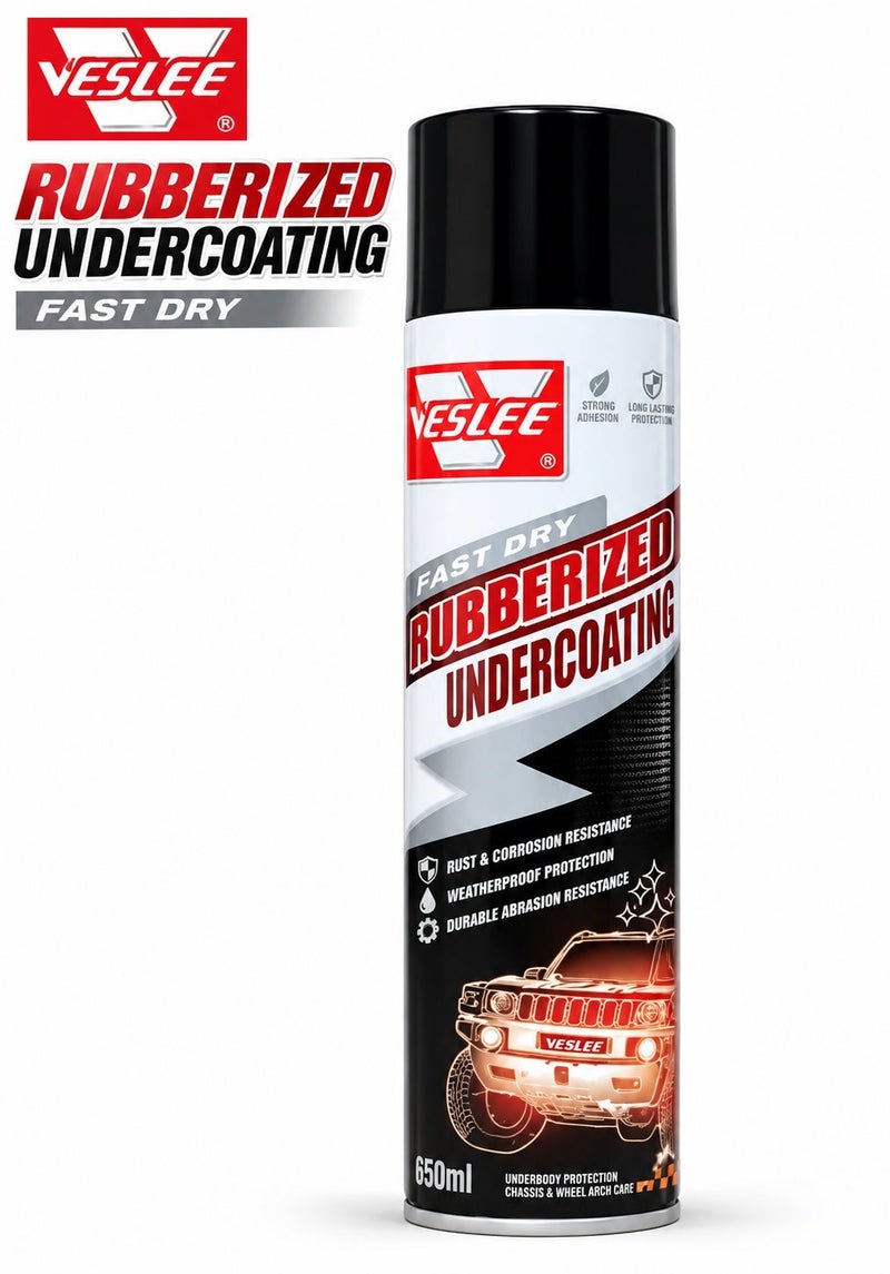 VESLEE Rubberized Undercoating Spray 650ml, Fast Dry Automotive Underbody Protective Coating, Rust Corrosion Abrasion Resistant Car Chassis Wheel Arch Maintenance Spray - Image 1