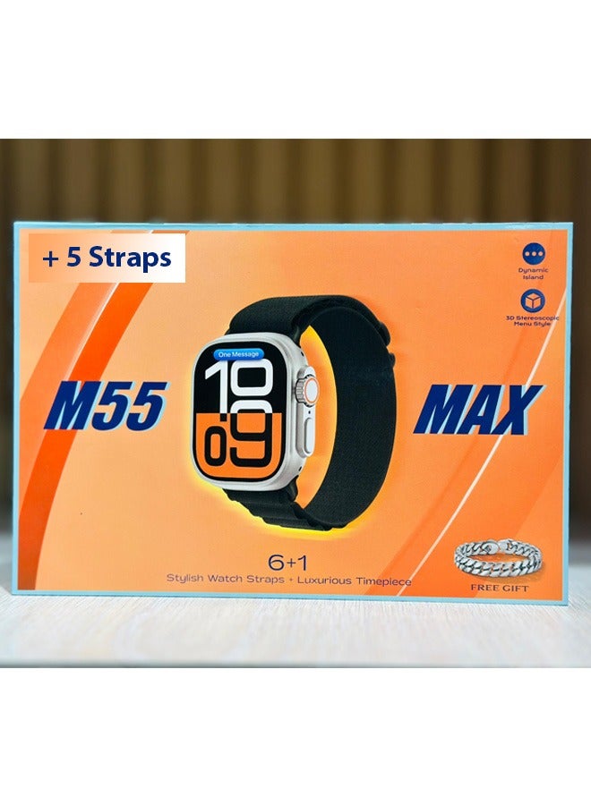 M55 Max Stylish Smart Watch With 5 Straps  - Image 2