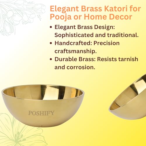 POSHIFY Heavy Brass Katori (Pack of 2) - Elegant Heavy Brass Katori for Puja Rituals, Luxury Home Decor, and Spiritual Growth - Image 3