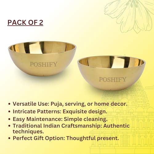 POSHIFY Heavy Brass Katori (Pack of 2) - Elegant Heavy Brass Katori for Puja Rituals, Luxury Home Decor, and Spiritual Growth - Image 4