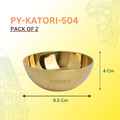 POSHIFY Heavy Brass Katori (Pack of 2) - Elegant Heavy Brass Katori for Puja Rituals, Luxury Home Decor, and Spiritual Growth - Image 2
