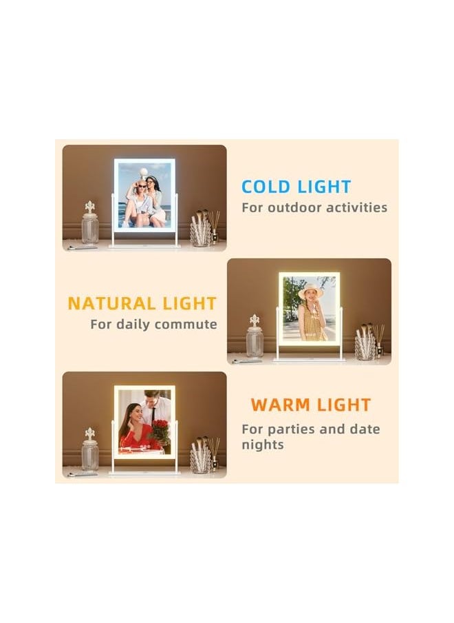 The Bros Vanity Mirror with Lights Light Strip Makeup Mirror 3 Color Modes Makeup Mirror with Lights Hollywood Mirror Smart Touch Control 10X Magnification 360°Rotation  - Image 2