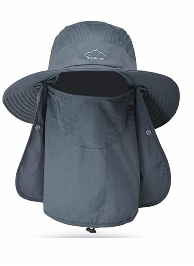 SYOSI Fishing Hat for Men Women Outdoor UV Sun Protection Wide Brim Hat with Face Cover Neck Flap  - Image 1