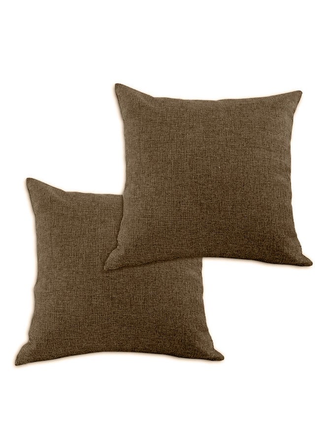 Set of 2 Pieces Square Linen Decorative Cushion with Solid Design and Elegant Colors