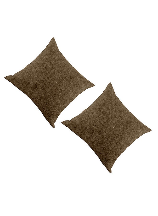 Set of 2 Pieces Square Linen Decorative Cushion with Solid Design and Elegant Colors