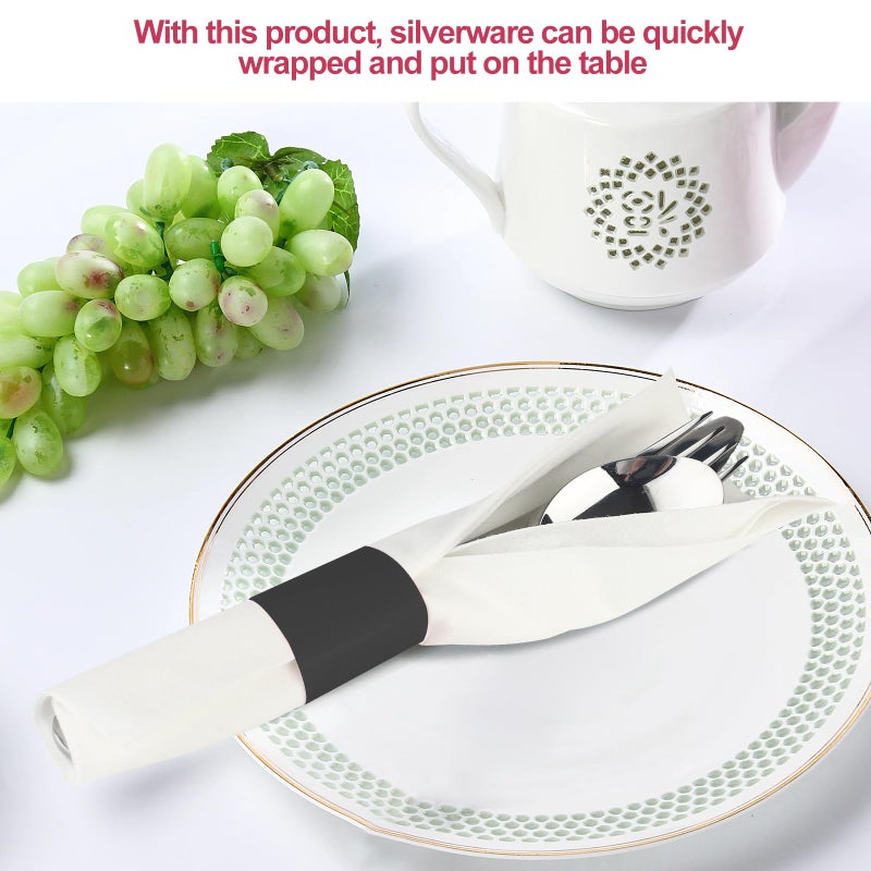 Germiwipe Napkin Bands,Paper Napkin Rings Self Adhesive,Silverware Wraps Band for Restaurant, Family Gathering, Outdoor, Wedding and Holidays (Black - 500pcs) - Image 4