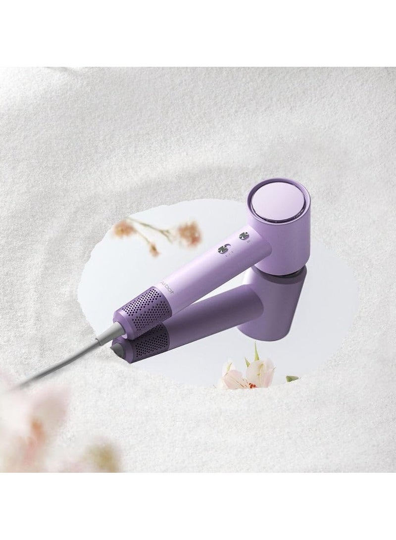 HD188A Purple EU - High-Speed Hair Dryer with 200mil Negative Ions, RGB LED Ring, Low Noise, Dual-Speed, Travel-Friendly & Stylish Design - Image 2