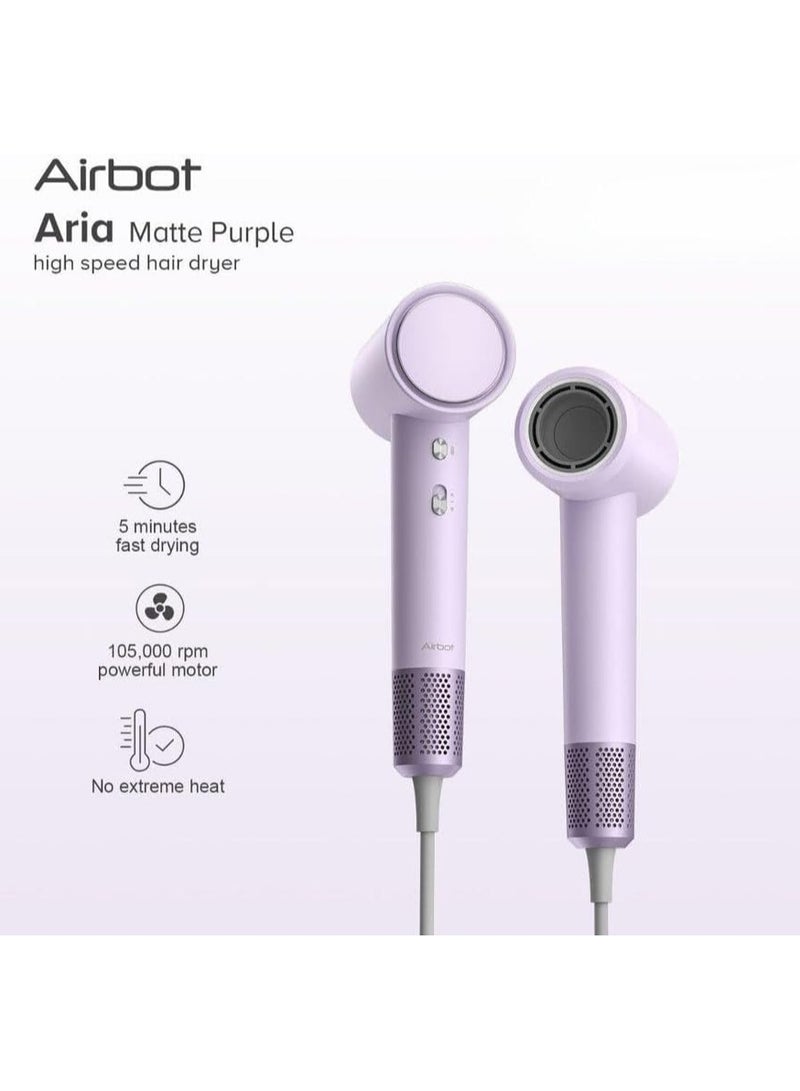 HD188A Purple EU - High-Speed Hair Dryer with 200mil Negative Ions, RGB LED Ring, Low Noise, Dual-Speed, Travel-Friendly & Stylish Design - Image 5