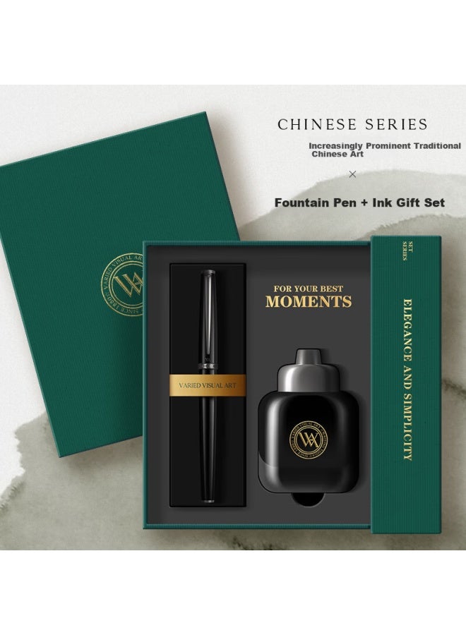Vva (Vvafeng) Fine Nib Fountain Pen For Men And Women, Calligraphy Pen For Students And Adults, Business Gift Set, Ruoxi Series, Black Luya 0.38Mm - Image 2
