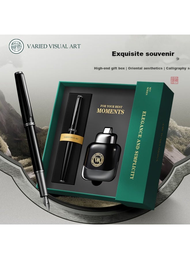Vva (Vvafeng) Fine Nib Fountain Pen For Men And Women, Calligraphy Pen For Students And Adults, Business Gift Set, Ruoxi Series, Black Luya 0.38Mm - Image 1