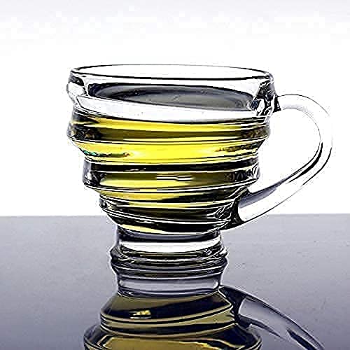 VILON Italian Premium Glass Tea Cup Set | Coffee Mugs with Handle Transparent Drinking Cup for Milk, Cappuccino, Hot Chocolate & Cold Beverages | 210ml | Set of 6 (Spiral Teacup 210ML 6) - Image 5