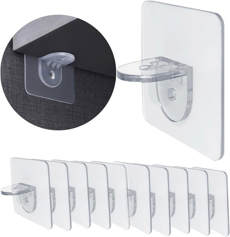 Dhakshy Adhesive Wall Hooks for Kitchen Heavy Duty Hanging Strong Sticking Hooks for Bathroom Self Corner Shelves Transparent Support Pegs PCS10 - Image 2