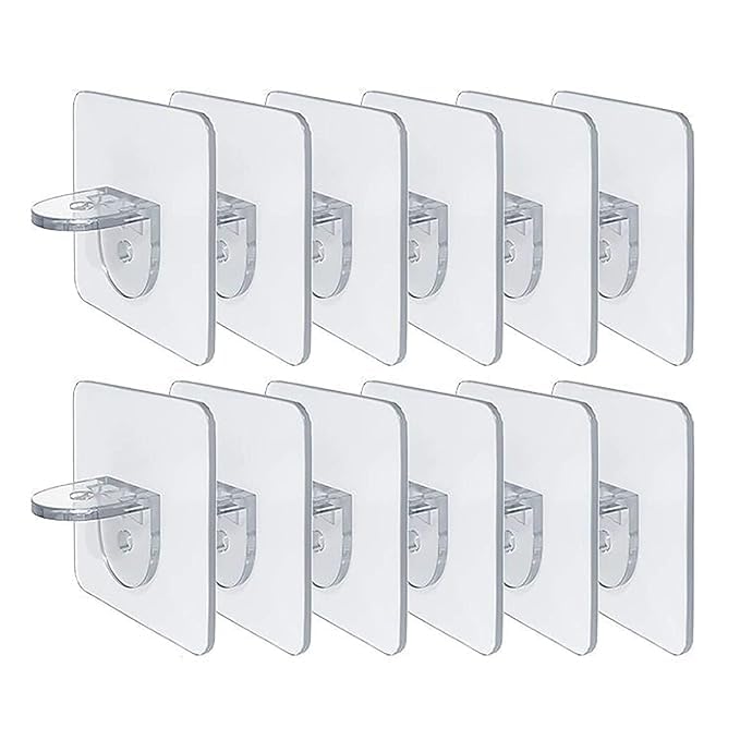 Dhakshy Adhesive Wall Hooks for Kitchen Heavy Duty Hanging Strong Sticking Hooks for Bathroom Self Corner Shelves Transparent Support Pegs PCS10 - Image 1