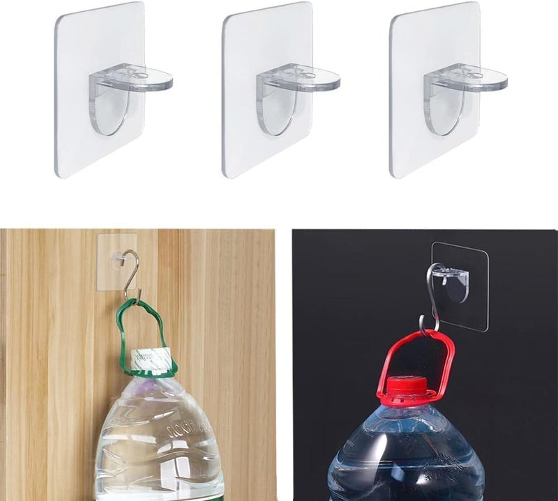 Dhakshy Adhesive Wall Hooks for Kitchen Heavy Duty Hanging Strong Sticking Hooks for Bathroom Self Corner Shelves Transparent Support Pegs PCS10 - Image 4