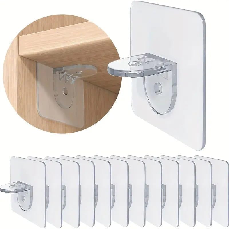 Dhakshy Adhesive Wall Hooks for Kitchen Heavy Duty Hanging Strong Sticking Hooks for Bathroom Self Corner Shelves Transparent Support Pegs PCS10 - Image 3