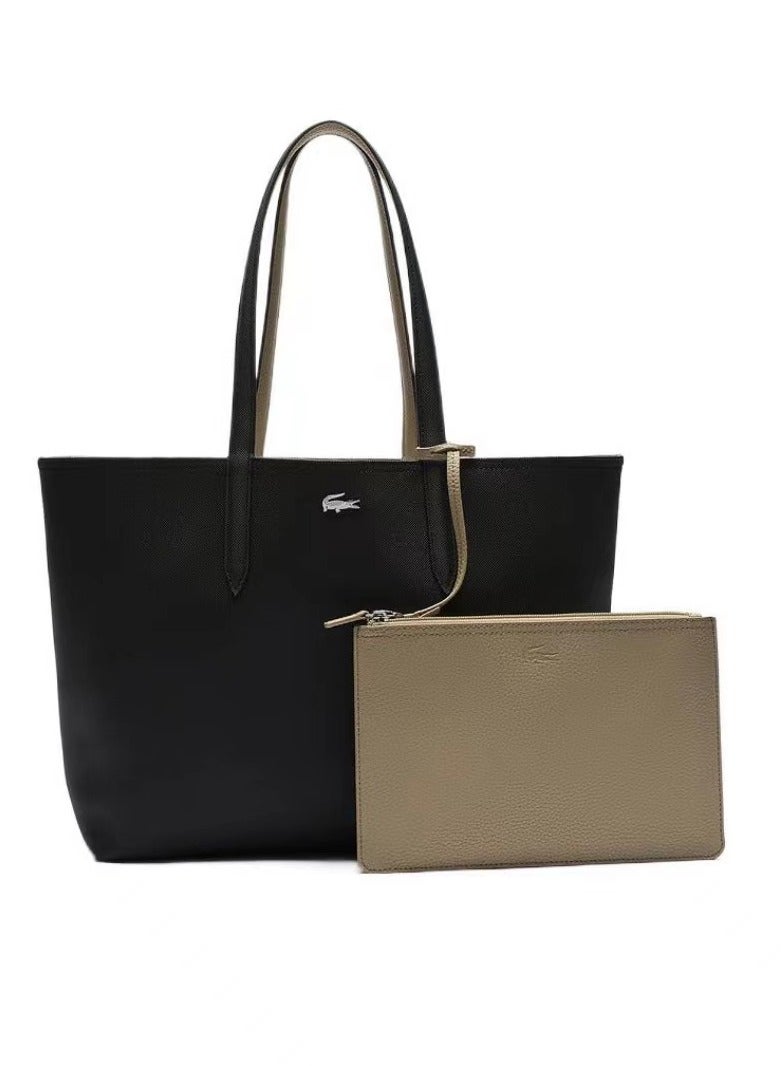 LACOSTE LACOSTE metal brand logo Tote bag Tote bag handbag regular female black  - Image 1