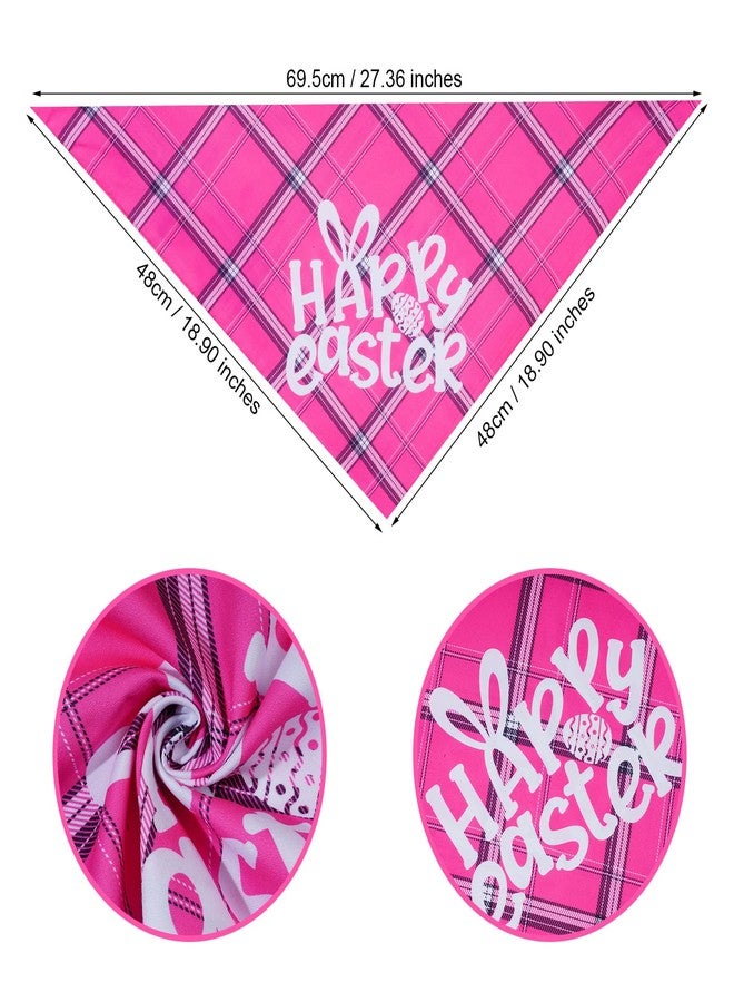 cnomg Easter Dog Bunny Costumes Bunny Ears Headband Buffalo Plaid Bandana for Small Medium Large Dogs (Pink Happy Easter) - Image 3