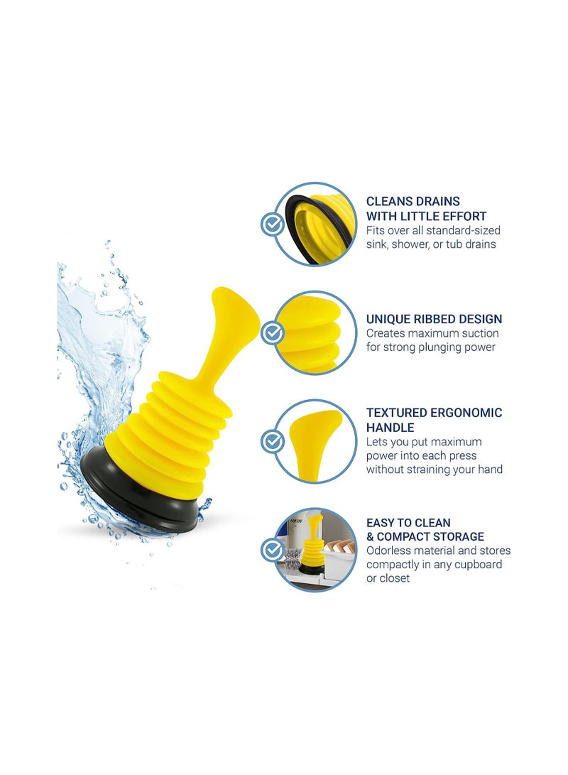 KASTWAVE Mini Sink Plunger with Short Handle, Kitchen Drain Plunger, Strong Suction Power to Unclog Slow Sinks, Drains, Tubs, Showers, Yellow 2-Pack - Image 5