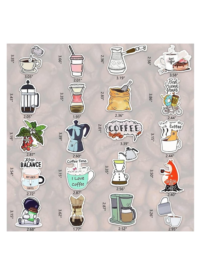 50 Pieces Coffee Stickers, Vinyl Coffee Water Bottle Sticker Pack for Coffee Gifts, Coffee Party Favors, Coffee Accessorise  - Image 2