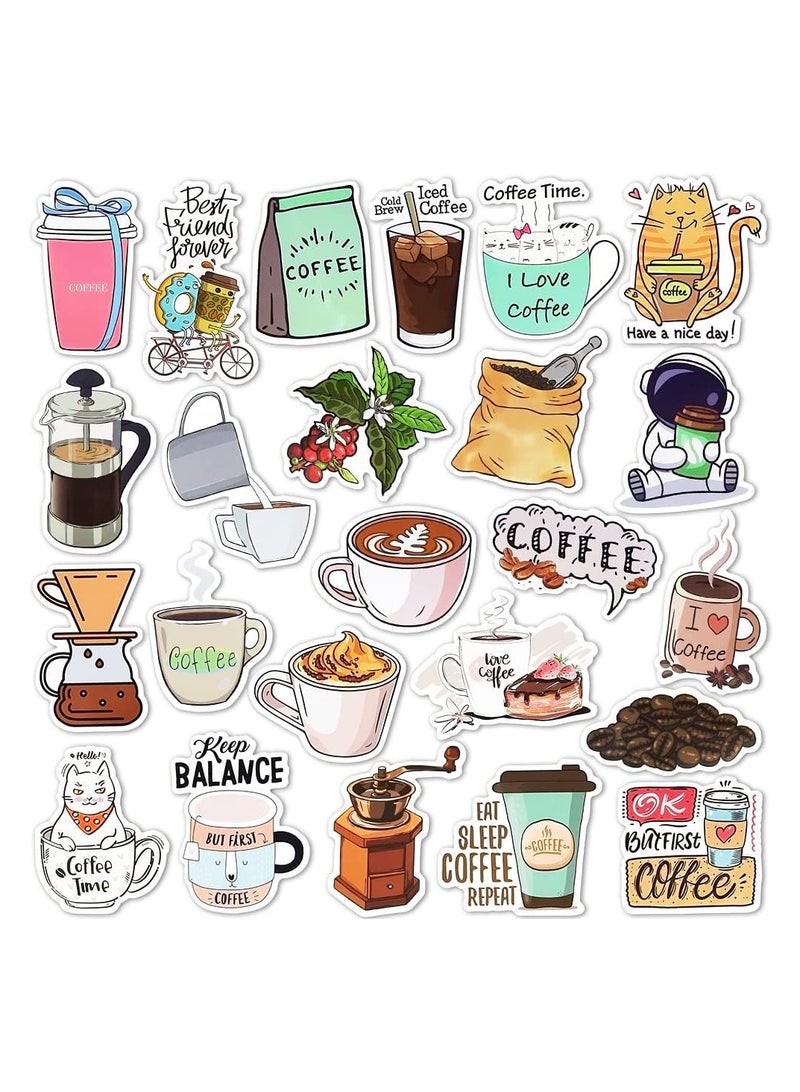 50 Pieces Coffee Stickers, Vinyl Coffee Water Bottle Sticker Pack for Coffee Gifts, Coffee Party Favors, Coffee Accessorise  - Image 3