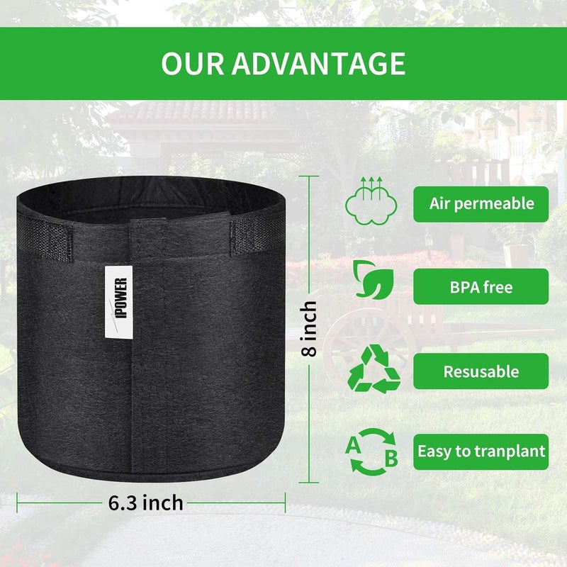 iPower 5Pack 1 Gallon Fabric Pots Nonwoven Grow Bags with SelfAdhesion Sides for Easy Transplanting Vegetable Flower - Image 4