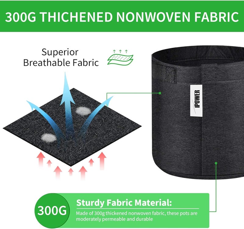 iPower 5Pack 1 Gallon Fabric Pots Nonwoven Grow Bags with SelfAdhesion Sides for Easy Transplanting Vegetable Flower - Image 2