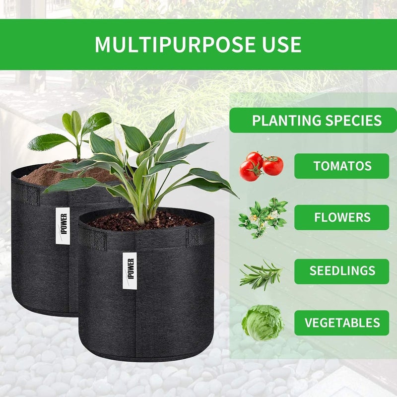 iPower 5Pack 1 Gallon Fabric Pots Nonwoven Grow Bags with SelfAdhesion Sides for Easy Transplanting Vegetable Flower - Image 3
