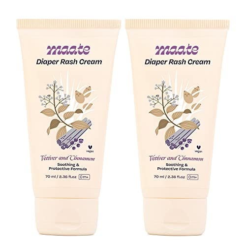 Maate Baby Diaper Rash Cream (Pack of 2*70ml) | Provides Healing, Prevent Rashes & Irritation | Enriched with Vetiver, Cinnamon and Rosemary Oils | Diaper Rash Cream For Baby | Dermatologically Tested - Image 1