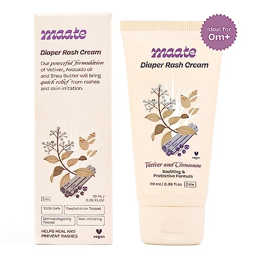 Maate Baby Diaper Rash Cream (Pack of 2*70ml) | Provides Healing, Prevent Rashes & Irritation | Enriched with Vetiver, Cinnamon and Rosemary Oils | Diaper Rash Cream For Baby | Dermatologically Tested - Image 2