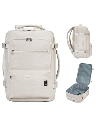 WANDF Travel Backpack For Spirit Airlines Personal Item Bag 18x14x8 with Wet Pocket, 17 Inch Laptop Backpack for Men Women（White） - Image 1