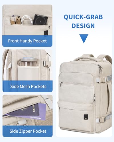 WANDF Travel Backpack For Spirit Airlines Personal Item Bag 18x14x8 with Wet Pocket, 17 Inch Laptop Backpack for Men Women（White） - Image 5