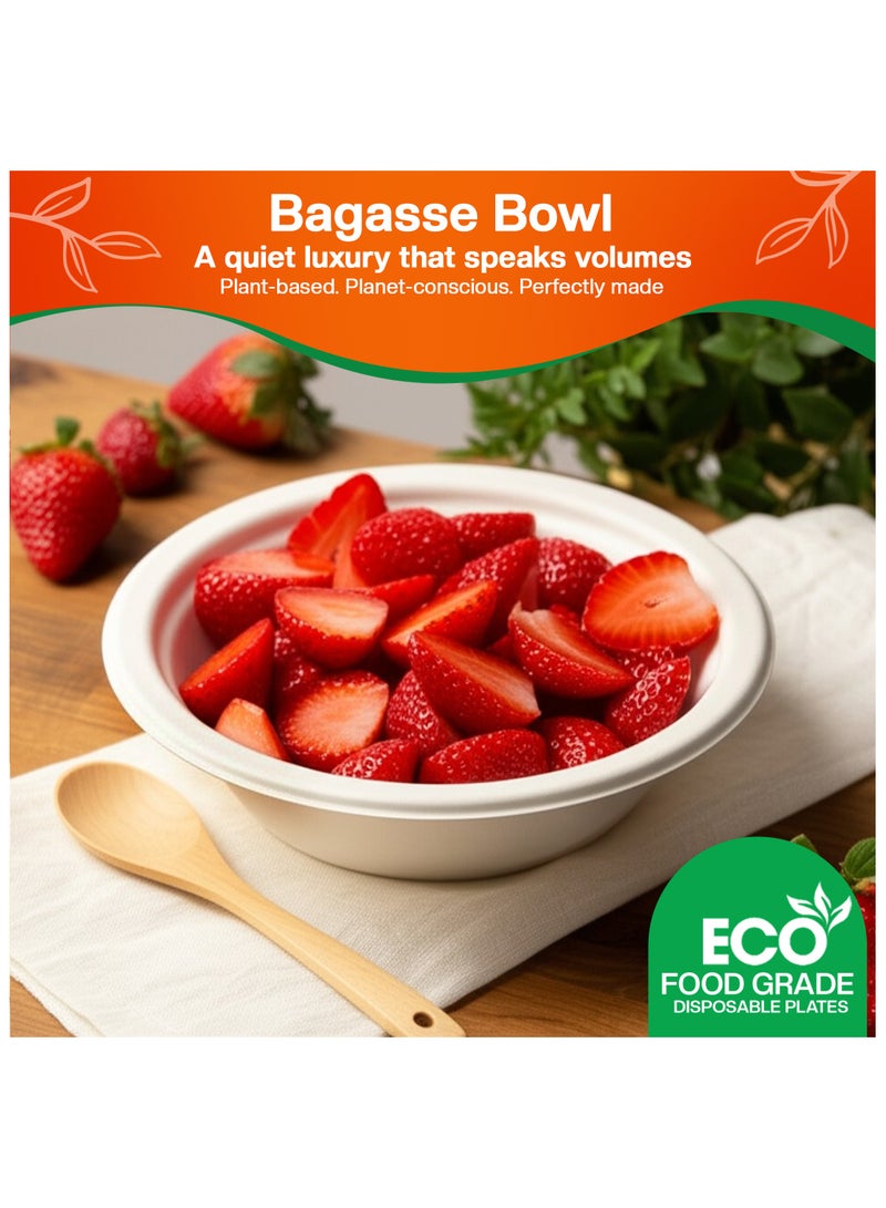EcoEdge EcoEdge 12 Oz Round White Disposable Sugarcane Pulp Bowls (Pack of 25) | Natural, Compostable, Bagasse Paper Bowls | Heavy Duty and Durable | Ideal for Takeout and Catering | 100% Eco-Friendly  - Image 3