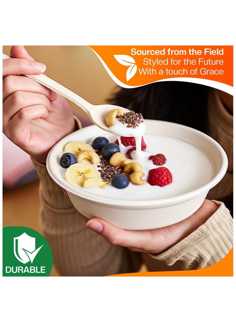 EcoEdge EcoEdge 12 Oz Round White Disposable Sugarcane Pulp Bowls (Pack of 25) | Natural, Compostable, Bagasse Paper Bowls | Heavy Duty and Durable | Ideal for Takeout and Catering | 100% Eco-Friendly  - Image 5