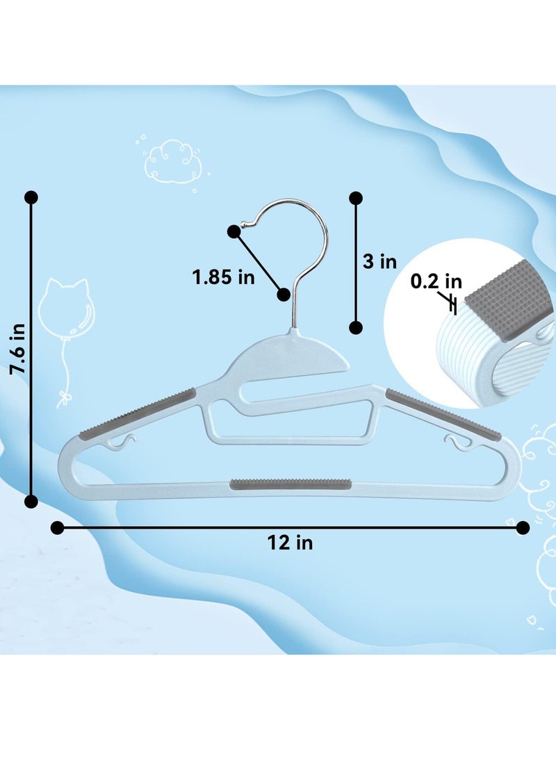 Red Dot Gift 50 Pack of Non-Slip Kids Hangers, Plastic Hangers, S-Slide 12″ (30cm) with 360° Swivel Hook Space Saving for Children Closet.  - Image 2