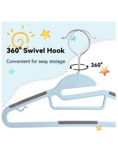 Red Dot Gift 50 Pack of Non-Slip Kids Hangers, Plastic Hangers, S-Slide 12″ (30cm) with 360° Swivel Hook Space Saving for Children Closet.  - Image 5