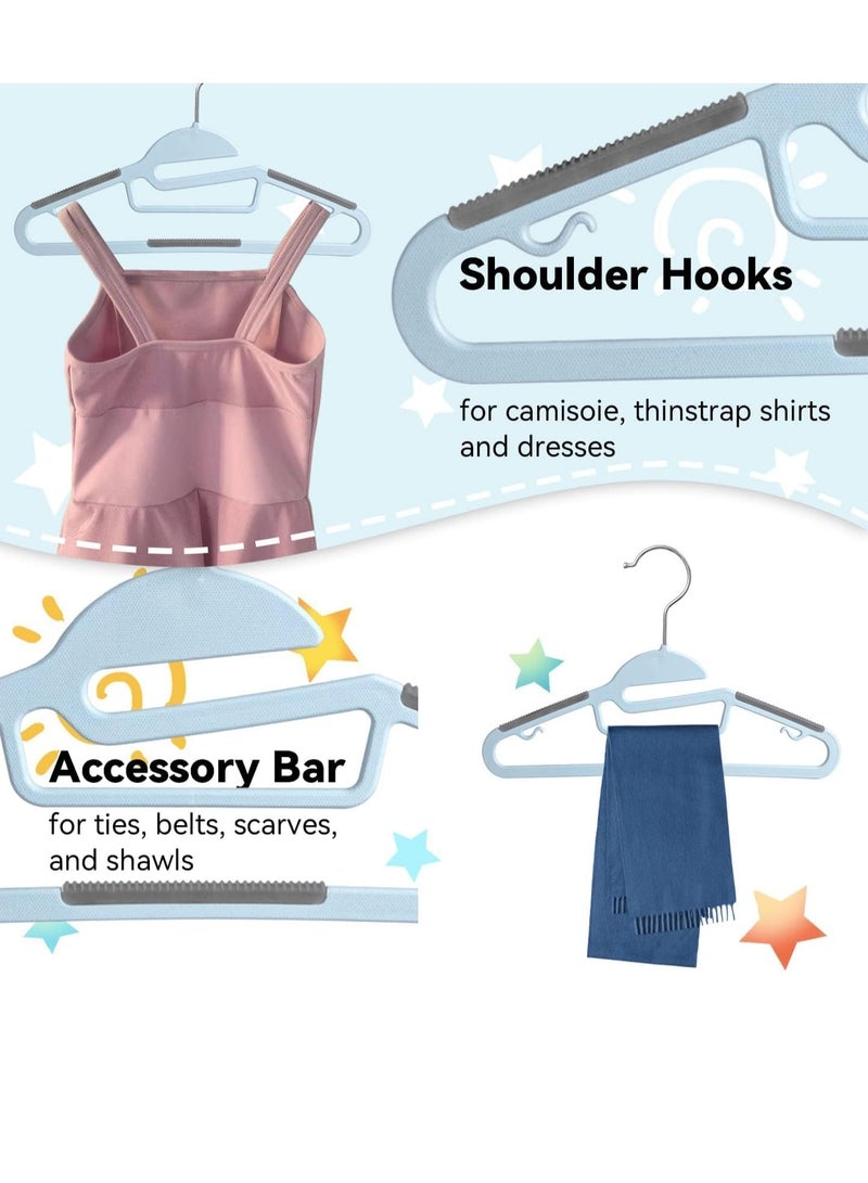 Red Dot Gift 50 Pack of Non-Slip Kids Hangers, Plastic Hangers, S-Slide 12″ (30cm) with 360° Swivel Hook Space Saving for Children Closet.  - Image 4