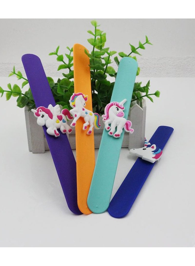 6 Unicorn Slap Bracelets Fun Silicone Wristbands for Kids Party Favors Goodie Bags and  Gifts Random Colors - Image 5