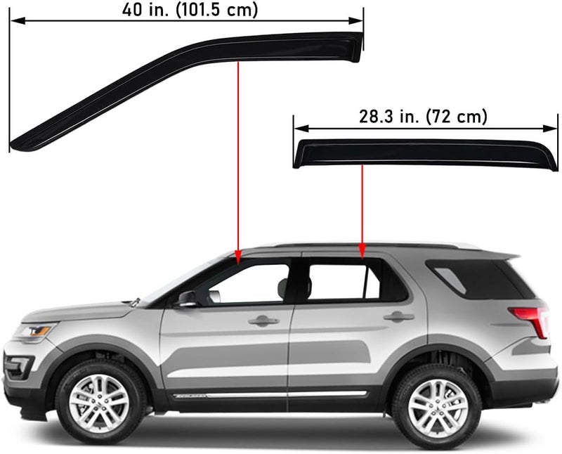 Lightronic WV94293 Tape-on Window Visors Rain Guards Smoke Tint 4PCS Set for 2011-2019 Ford Explorer - Image 2