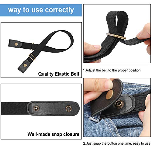 SANSTHS Buckle-Free Elastic Women Belt for Jeans Without Buckle, Comfortable Invisible Belt No Bulge No Hassle (Black, Plus Size) - Image 4