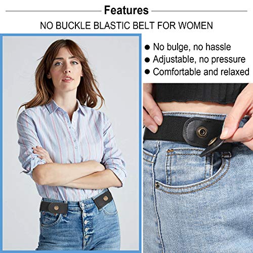 SANSTHS Buckle-Free Elastic Women Belt for Jeans Without Buckle, Comfortable Invisible Belt No Bulge No Hassle (Black, Plus Size) - Image 3