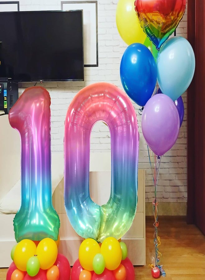 PatiCool 40 Inch Rainbow Number Balloon 1, Large Number Foil Balloons Mylar for Girl Boy Birthday Party Celebration Decorations Supplies, Digital Balloons for Wedding Anniversary Events Decorations - Image 3